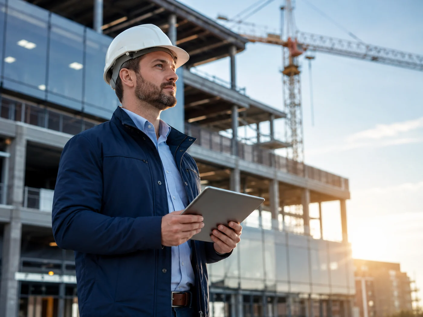 Marketing para engenharia e construção com engenheiro em obra e projetos técnicos
