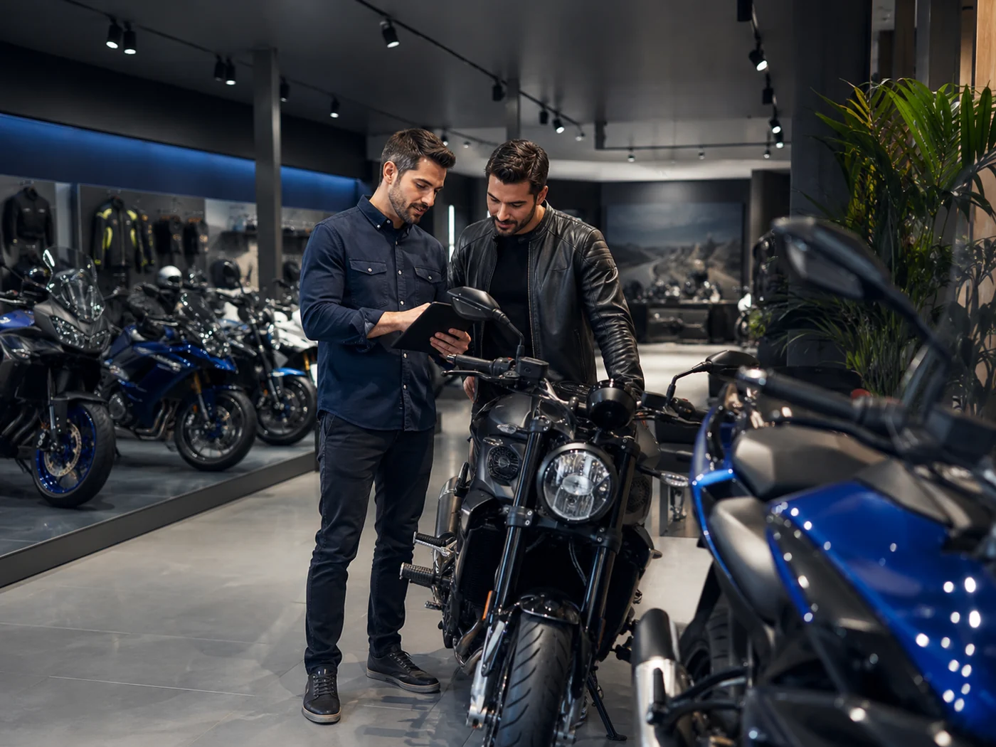 Marketing para loja de motos com showroom moderno e atendimento comercial